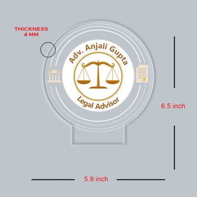 Personalized Advocate LED Lamp, Custom Name Acrylic Light with Automatic Color Changing Light Advocat Office Decorative Desk Lamp with Black Base GIF for Lawyer & Advocate